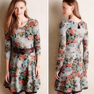 Anthro Saturday Sunday grey floral sweater dress